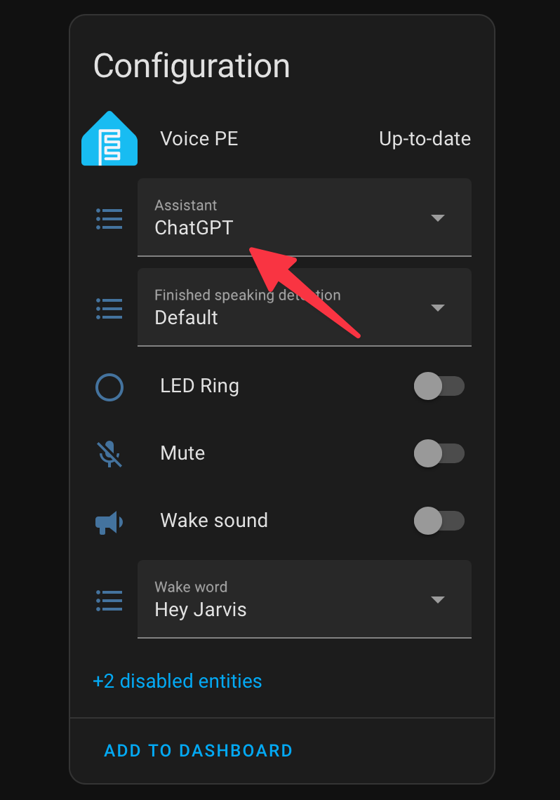 Setting ChatGPT as the Assistant for Voice PE