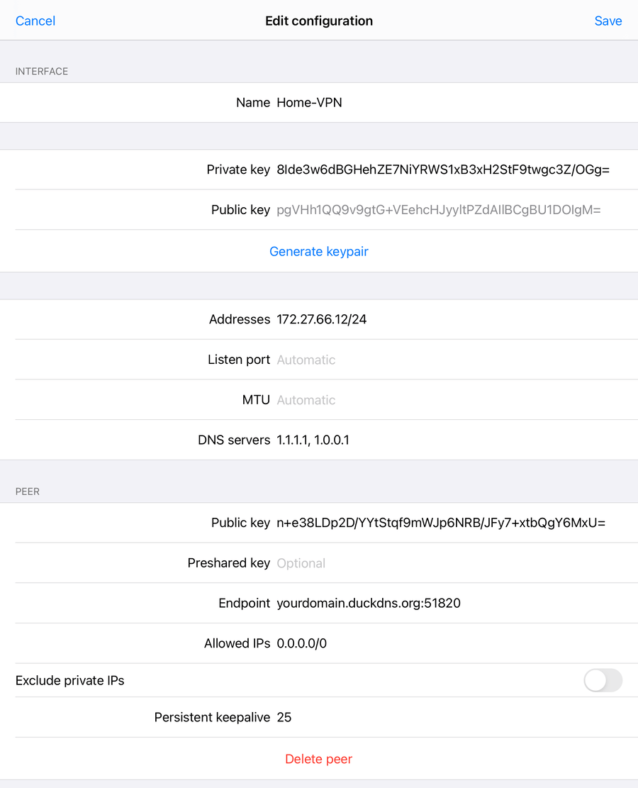 iOS WireGuard config